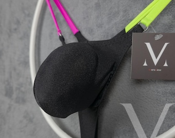 Aion Black 2Tone Pink Lime MV-D2221 Micro Bulge Y-string heren - Handgemaakt herenondergoed, badmode