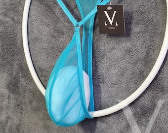 Poseidon Mesh Turquoise MV-74274 Teardrop Mens Thong - Handmade Men Underwear Swimwear