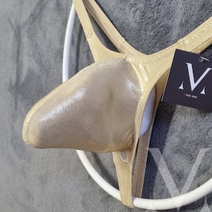 Hades Mystique Light Gold MV-66037 Monster Bulge Mens Thong - Handmade Men Underwear Swimwear