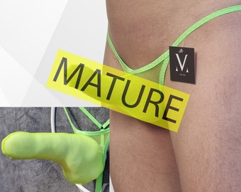 Eros See Thru Lime MV-5203C Rocket Shaft String - Handmade Men Underwear Swimwear