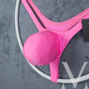 Nyx Candy Pink Solid MV-S18RK 4D Push Out Mens Micro Thongs, Brazilian Bikini, Bikini - Handmade Men Underwear Swimwear