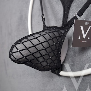 Xeno Mesh Black Stockings MV-1G4YY Coney Bulge Mens Pouch Tanga Y-Thong - Handmade Men Underwear Swimwear