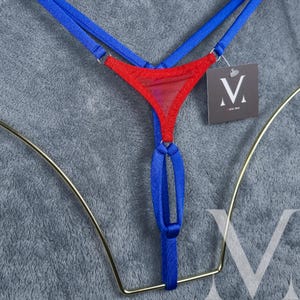 Inti Intense Mesh Red Sapphire MV-DTB7X Extreme Triangle Enhancer String Ring - Handmade Men Underwear Swimwear