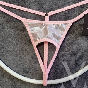 Deo Mystique Pink Silver MV-51006 Extreme Open Mens Tanga String - Handgjorda Herrunderkläder Badkläder