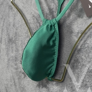 Handmade Emerald Green Mens G-String: Adjustable Pouch Swimwear