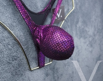 Handmade Fuchsia Holo Micro Thong: 4D Push Out Men's Underwear
