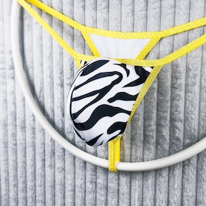 Hector Zebra Yellow Ultra Low Micro Mens Thong Ring String Handmade Men Underwear MV-K7PHY