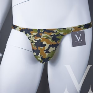 Virgil Camouflage #5 MV-17YNK Fitted Pouch Men Thong - Handmade Men Underwear Swimwear