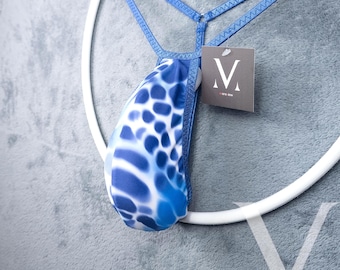 Aker Feline Blau Marine schmale Banana Herren String Tanga Handgefertigt Männer Unterwäsche Bademode RV-3WH49