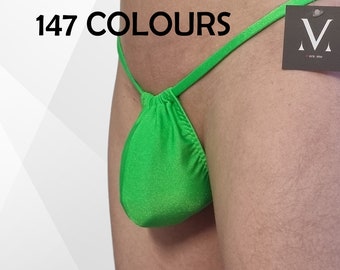 Dinlas 147 Fabrics MV-1082B Adjustable Pouch Regulated Teardrop Front Mens String - Handmade Men Underwear Swimwear