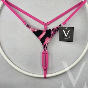 MV-UB22N Inti Paintbrush Pink Extreme Triangle Rehaussant String Ring - Sous-vêtements et maillots de bain faits main pour homme