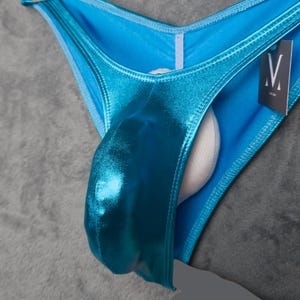Paean Metallic Azure MV-5FKSS Men Low Gathered Bikini - Handmade Men Underwear Swimwear