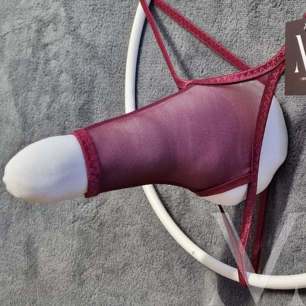 Cronus Mesh Claret Strong MV-456DF Rocket Ouvert Sleeve Mens String - Handmade Men Underwear Swimwear