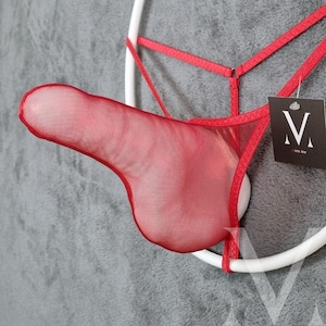 Eros Mesh Shine Metallic Red MV-IZ9KK Rocket Shaft Mens String - Handmade Men Underwear Swimwear