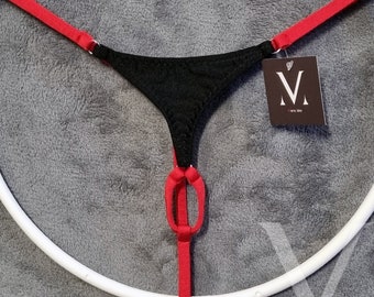 Inti Black Red MV-6950D Extreme Ring Mens Ring-Back String - Handmade Men Underwear Swimwear