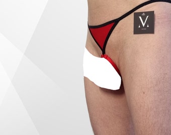 Hapi Red Black MV-4590B Extreme Enhancer Mens Ring-Back String - Handmade Men Underwear Swimwear