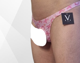 Helios Valentines XOXO Rosa MR-930A5 Mini Ouvert Crotch Herren-Tanga - Handgemachte Herrenunterwäsche-Bademode