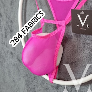 Eter 284 Fabrics Colours MV-L55VF Ouvert Adjustable Bag Mens String - Handmade Men Underwear Swimwear