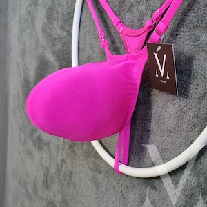 Keto Solid Pink MV-69JC6 Point Gear Pocket Tanga Mens Triangle Ring-Back String - Handmade Men Underwear Swimwear
