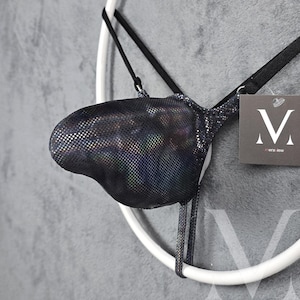 Leto Opal Shadows Holo MV-4OZ5K Pico 3D Bulge Mens Tanga String - Handmade Men Underwear Swimwear