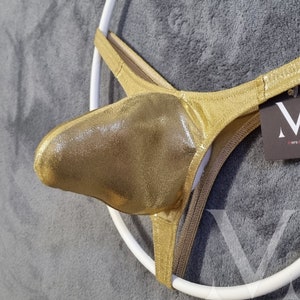 Hades Mystique Gold Shine MV-53902 Monster Bulge Mens Thong - Handmade Men Underwear Swimwear