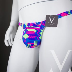 Virgil Aztec Multicolor MV-AR3FQ Fitted Pouch Men Thong - Handmade Men Underwear Swimwear