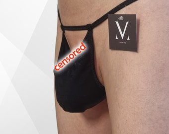 Eter Mystique Black MV-759C8 Open Bag Mens String - Handmade Men Underwear Swimwear