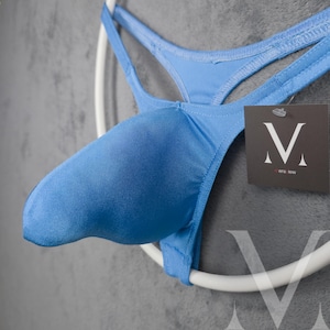 Hades Azure Solid MV-GRN7C Monster Bulge Mens Thong - Handmade Men Underwear Swimwear