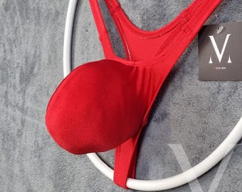 Nyx Red 4D Push Out Mens Micro Thong Handmade Men Underwear Swimwear MV-5HHA3