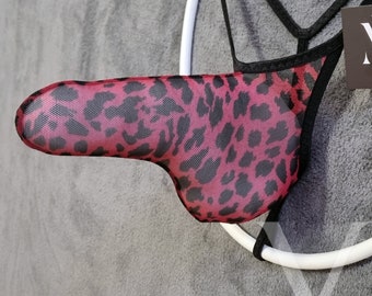 Eros Mesh Leopard Rot RV-73D4B Rocket Shaft Herren String - Handgefertigte Männer Unterwäsche Bademode