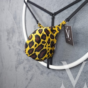 Handmade Animal Print Micro Tanga String: Men&#39;s Bulge Underwear Swimwear