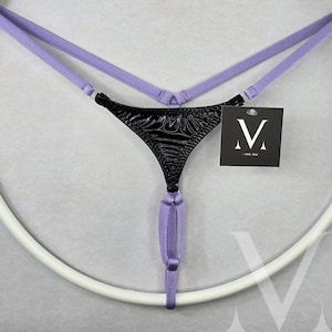 MV-MHZD6 Inti Vinyl Black Lavender Extreme Triangle Enhancing String Ring - Handmade Men Underwear Swimwear