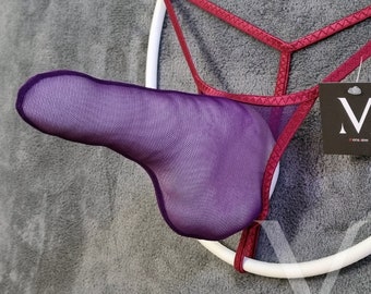 Eros Mesh Plum Burgund MR-C41B7 Rocket Shaft Herren String - Handgemachte Herren Unterwäsche Bademode