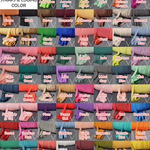 May include: A color chart displaying a wide array of strap and edging colors. The chart includes colors such as black, white, red, blue, green, and many more. Text at the top reads "Pick Your Straps & Edging Color."