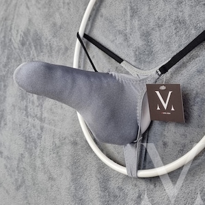 Hypnos Gray Solid MV-4WLX6 Iron Missile Mens Y-Thong - Handmade Men Underwear Swimwear