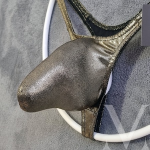Hades MV-515G2 Mystique Dark Gold Shine Big Bulge Mens Thong - Handmade Men Underwear Swimwear