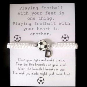 Football Charm Bracelet Personalised letter charm Footy friendship bracelet  Motivational Card Present for school leaver team mate gift