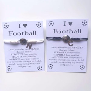 Football bracelet personalised letter charm bracelet Friendship bracelet Love football Motivational gift card football Birthday present