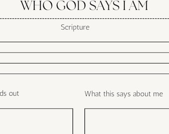 Christian Printable Worksheet for Girls | Identity in Christ Devotional Pages | Bible Study for Teens & Moms | Faith-Based Journal PDF