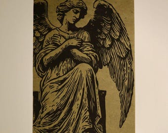 Original Linocut Print ‘Strangely Unsentimental’ - 5.8x8.3in wall art | Handmade block print