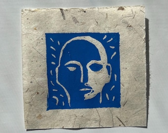 Original Linocut Print ‘Look Ahead’ - 3x3in wall art | Handmade block print