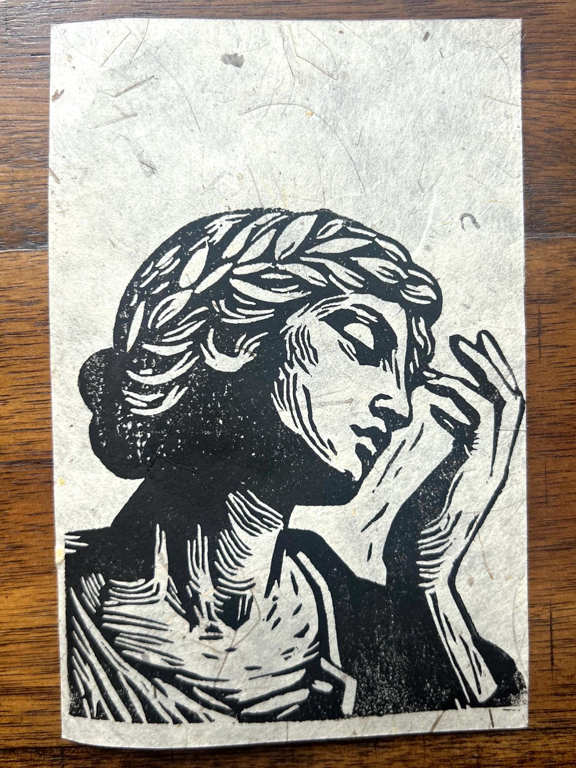 Original Linocut Print ‘awkward, Tenderly’ - 4x6in Wall Art | Handmade ...