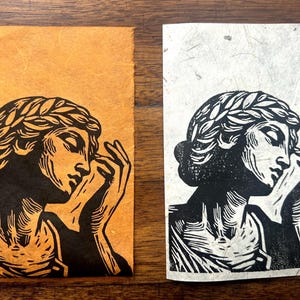 Original Linocut Print ‘Awkward, Tenderly’ - 4x6in wall art | Handmade block print