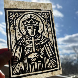 Original Linocut Print ‘The Solemn King’ - 4x6in wall art | Handmade block print