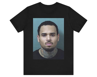 Chris Brown Mugshot Tee, Short Sleeve Shirt, Unique Gift for Him, Funny Shirt, Hip Hop Tee