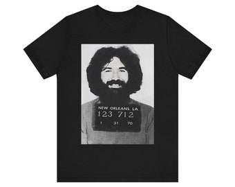 Jerry Garcia Mugshot Tee, Short Sleeve Shirt, Music Lover Gift, Grateful Dead Tee, Unique Gift