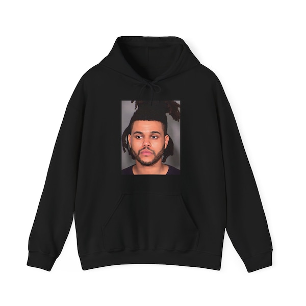 The Weeknd Mugshot Hoodie, Unique Hip Hop Sweatshirt, Rapper Style, Trendy Urban Clothing