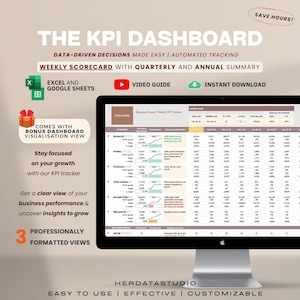 Business Performance Tracker KPI-dashboard: wekelijkse tracker met maand- en jaaroverzicht | De CEO-scorekaart | Excel en Google Spreadsheets