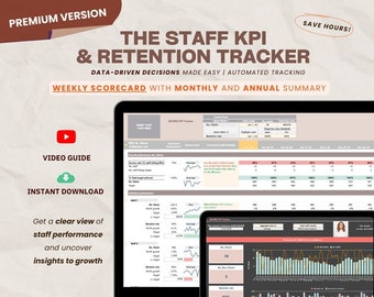 The Ultimate Staff & Retention KPI Tracker | Group Practice Management | Automated Dashboard Report | Performance Productivity Goals
