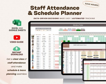 Staff Attendance Tracker & Schedule Planner | Employee Schedule Planner Attendance Tracker Template | Agents Schedule Attendance Management